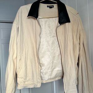 PrettyLittleThing Cream Jacket with Black Collar